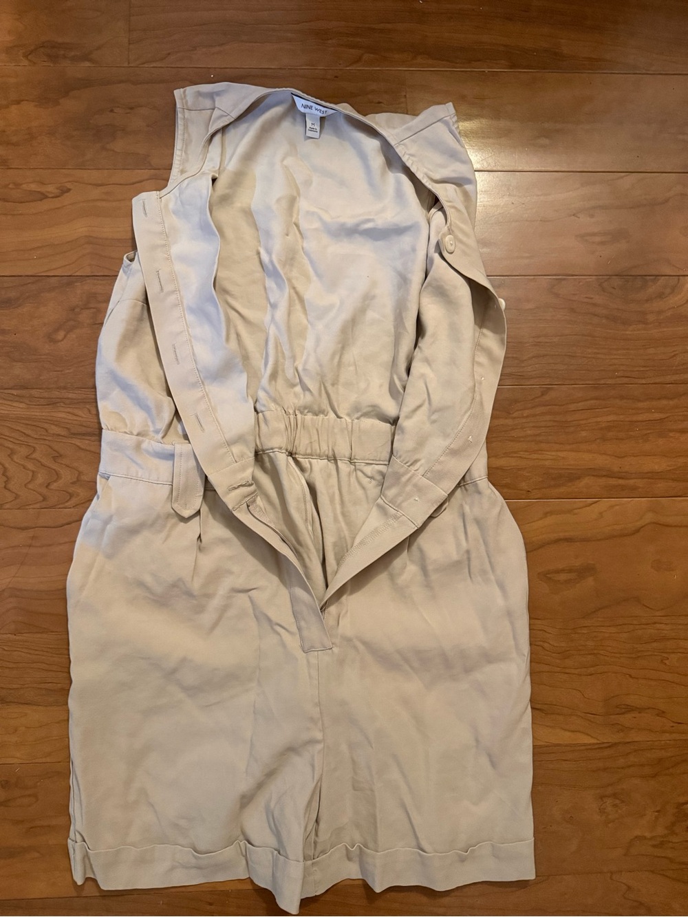 Nine West Cream Sleeveless Button Romper